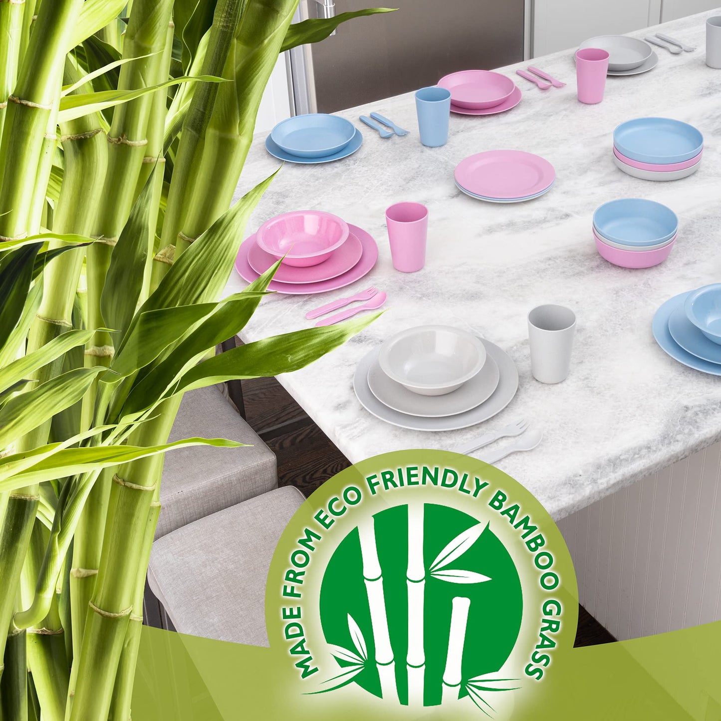 Bamboo Bowls - Set Of 6-18 Oz Bamboo Dishes For Kids & Adults - Dishwasher Safe Eco Friendly Baby Bowls For Self Feeding, Toddle