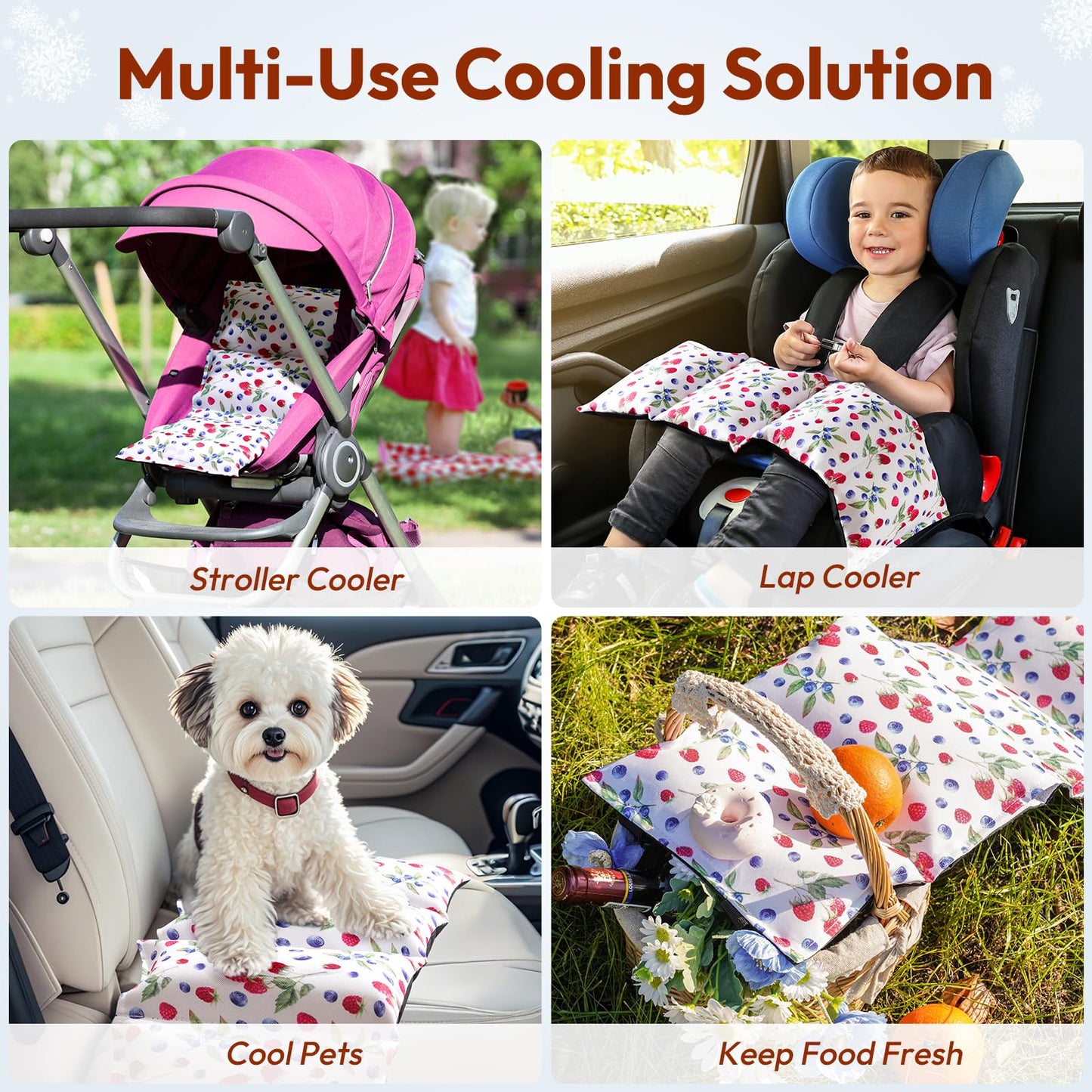 Ncvi Car Seat Cooling Pad, Baby Stroller Cooling Pad - Insulated Cushion With Ice Pack For Heat, Multifunctional Cooler For Kids