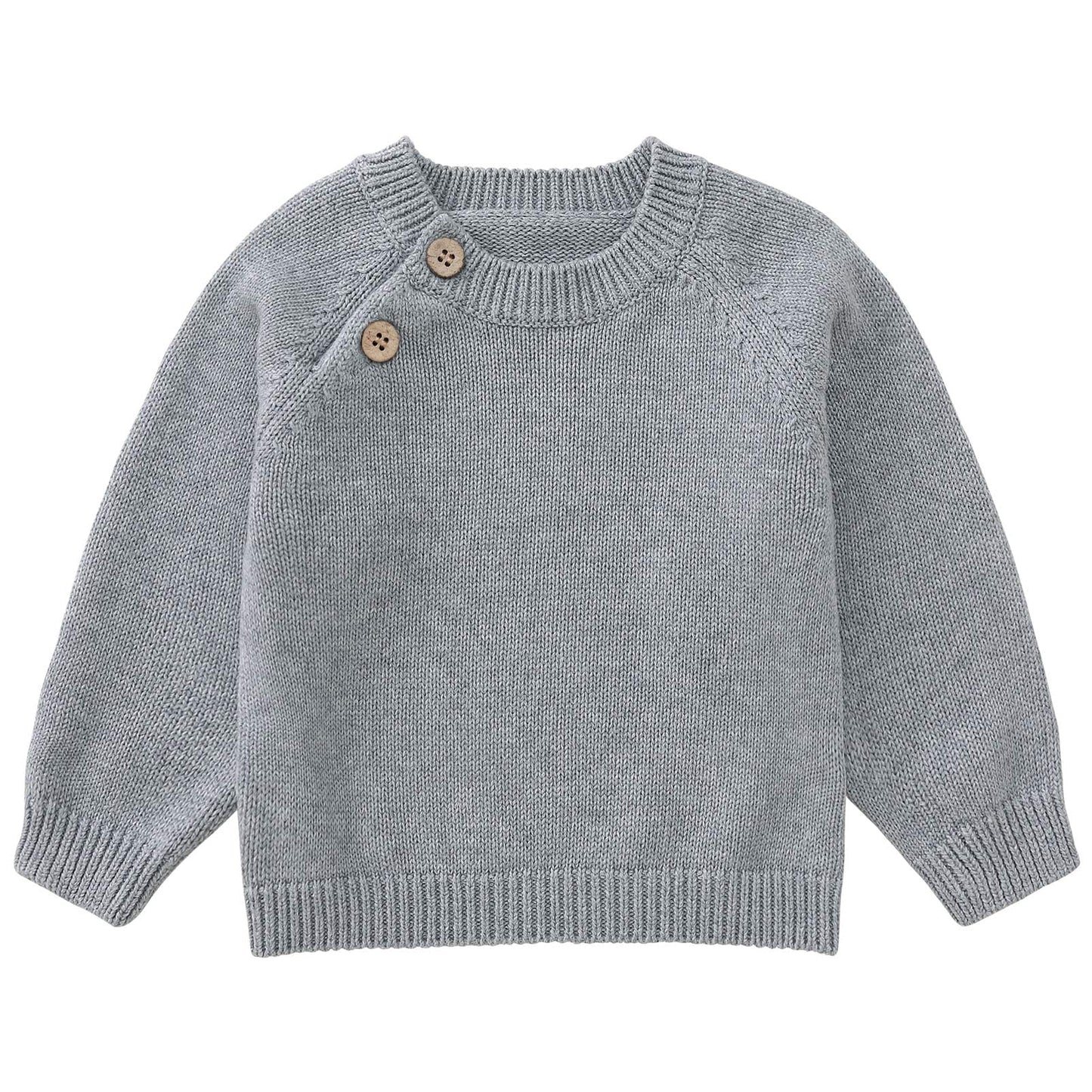 Pureborn Baby Boys Girls Pullover Sweater Cotton Knit Warm Crewneck Long Sleeve Tops Solid Gray 12-18 Months