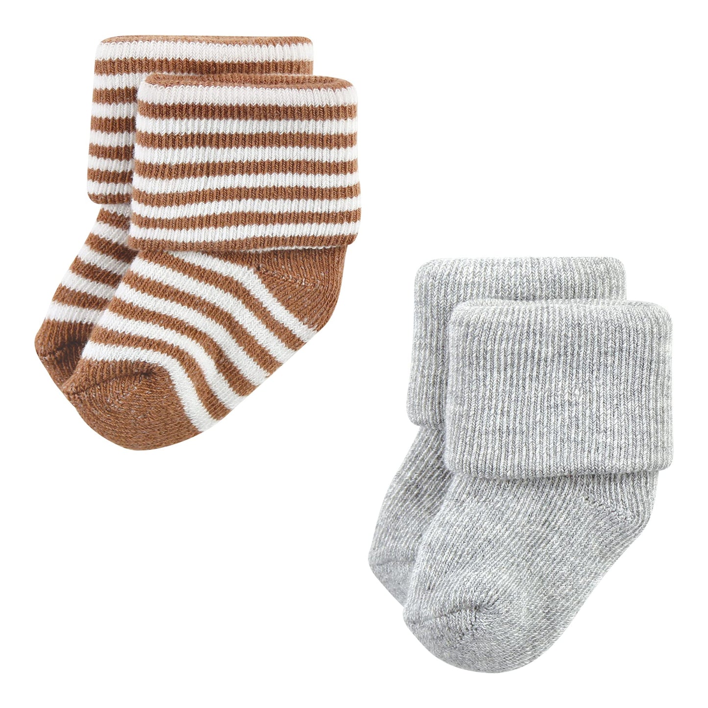 Hudson Baby Unisex Baby Cotton Rich Newborn And Terry Socks, Dark Earth Tone Stripes, 0-6 Months