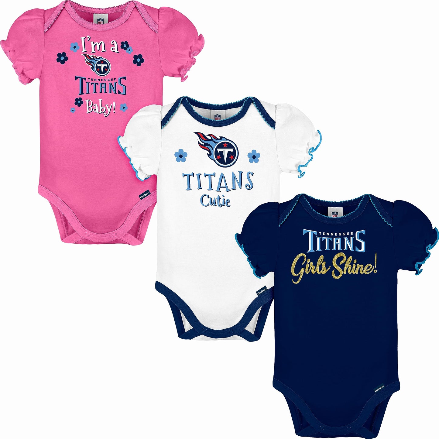 Nfl Baby Girls 3 Pack Short Sleeve Bodysuit, Team Color, 6-12 Months Us