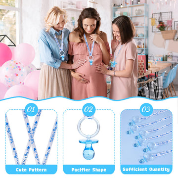 72 Baby Shower Pacifiers Necklace, Acrylic Pacifier Necklace, Cute Pacifier Necklace For Baby Shower Boys Girls Party Favors Cha