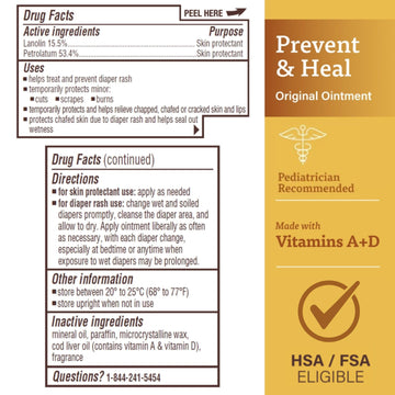 A+D Original Diaper Rash Ointment, 1 Pound Jar Pack Of 2