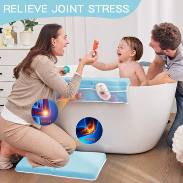 Ilpeod Baby Bath Kneeler And Elbow Rest Pad Set,Bath Kneeling Pad Thick Soft Quick Dry Baby Bathtub Mat For Baby Bathing Time,Ba