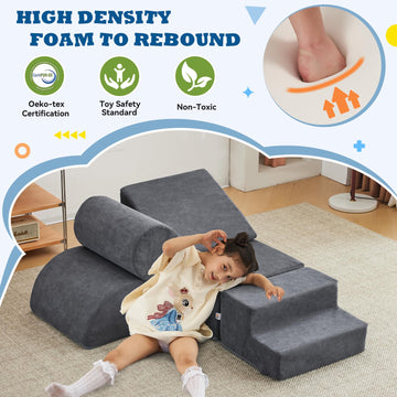 Jela Foam Blocks 6Pcs Soft Play Equipment Luxury Corduroy Fabric, Toddler Climbing Toys Indoor Soft Play Climbing For Toddlers,