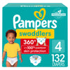 Pampers Diapers - Swaddlers 360 - Size 4, 132 Count, For Up To 100% Leakproof Premium Skin Protection