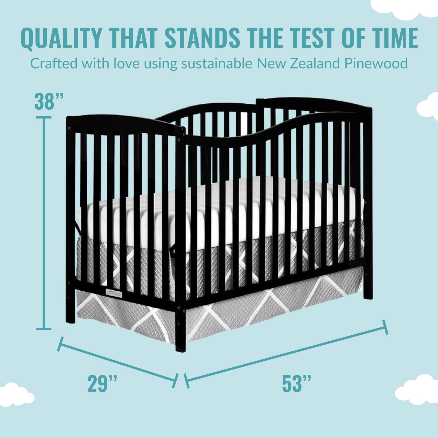 Dream On Me Chelsea 5-In-1 Convertible Crib In White, Jpma Certified