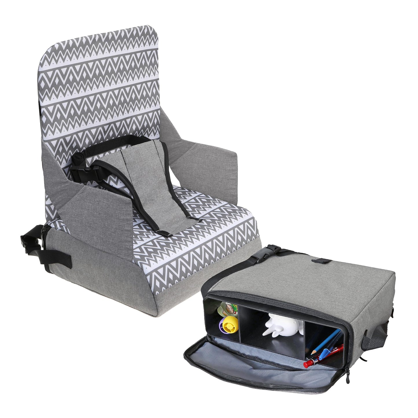 Dreambaby Grab N Go Travel Booster Seat - Portable Toddler High Chair for Dining (6M-3Y) with Storage & Shoulder Strap