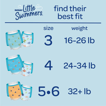 Huggies Little Swimmers Disposable Swim Diapers, Size 5-6 (32+ Lbs), 17 Ct