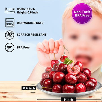 Haware 18/8 Stainless Steel Plates, 6-Piece Metal 304 Dinner Dishes For Kids Children Toddlers, 9 Inch Feeding Serving Camping P