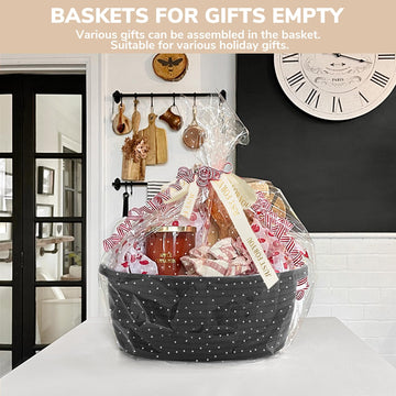 Chicvita Black Basket Empty Gift Basket, Small Woven Basket For Organizing, Rope Basket For Storage, Decorative Basket For Dogs,