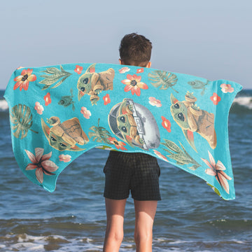 Jay Franco Star Wars The Mandalorian Kids Bath Pool Beach Towel - Super Soft & Absorbent Baby Yoda Grogu 100% Cotton Towel, Meas