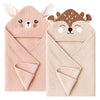 Konssy 2-Pack Muslin Baby Hooded Towels, 100% Cotton, Soft and Absorbent Baby Bath Towels for Newborn, Infant & Toddler with Ani