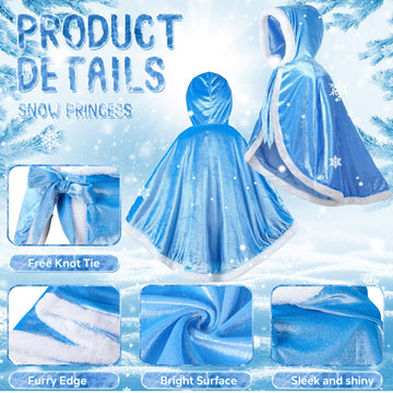Unittype Winter Fur Princess Hooded Cape Cloak Costume Princess Dress Up For Girls Kids Toddlers Birthday Party Cosplay(3-4 Year