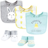 Hudson Baby Unisex Baby Cotton Bib And Sock Set, Eggstra Cute, One Size