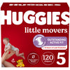 Huggies Size 5 Diapers, Little Movers Baby Diapers, Size 5 (27+ Lbs), 120 Count (2 Packs Of 60)