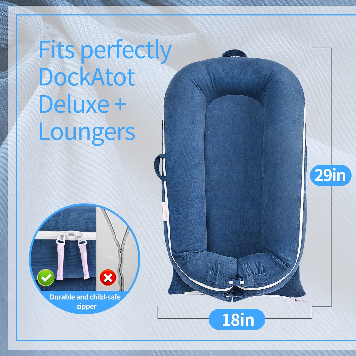 Corduroy Baby Lounger Cover For Dockatot Deluxe + | 100% Cotton Hypoallergenic Newborn Premium Quality Spare Cover(Cover Only) (