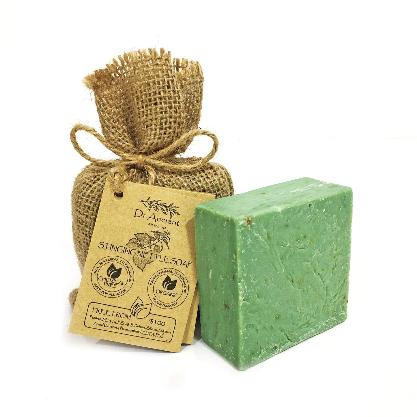 Dr.Ancient Stinging Nettle Soap Bar Organic Natural Vegan Traditional Handmade Antique - Anti-Dandruff, For Acne, Peeling, Healt