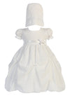 Swea Pea & Lilli Baby Girl White Poly-Cotton Jacquard Gown Christening Baptism Hat M (6-12 Month)