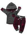 Baby Boy Clothes 6-9 Months Christmas Outfit Long Sleeves Plaid Hoodies Pants Set Cute Baby Boy Outfits 6-12 Months