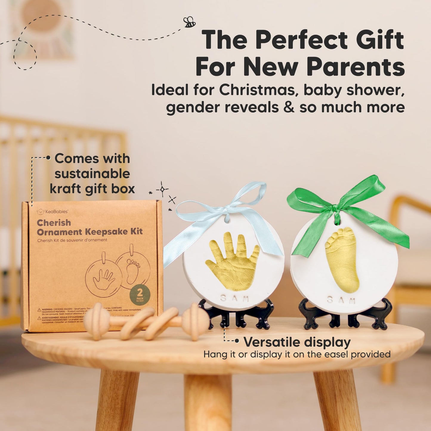 Baby Hand And Footprint Kit -Personalized Baby First Christmas Ornament,Baby Footprint Kit For Toddlers,Baby Keepsake Handprint