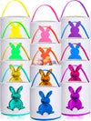 Jexine 12 Pcs Easter Bunny Basket Bags Bulk For Kids Gift Bucket Easter Eggs Hunt Basket With Handle Bunny Tote Bag Carry Bucket