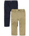 The Children'S Place Baby Boys And Toddler Stretch Skinny Chino Pants, Flax/New Navy 2 Pack, 4T Us