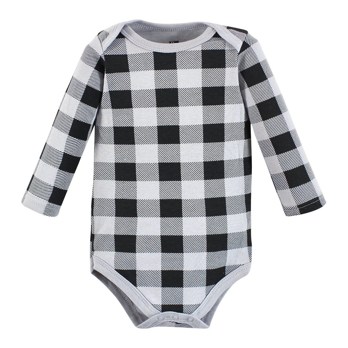Hudson Baby Unisex Baby Cotton Long-Sleeve Bodysuits Baby Bear Gray Black 5-Pack, 0-3 Months