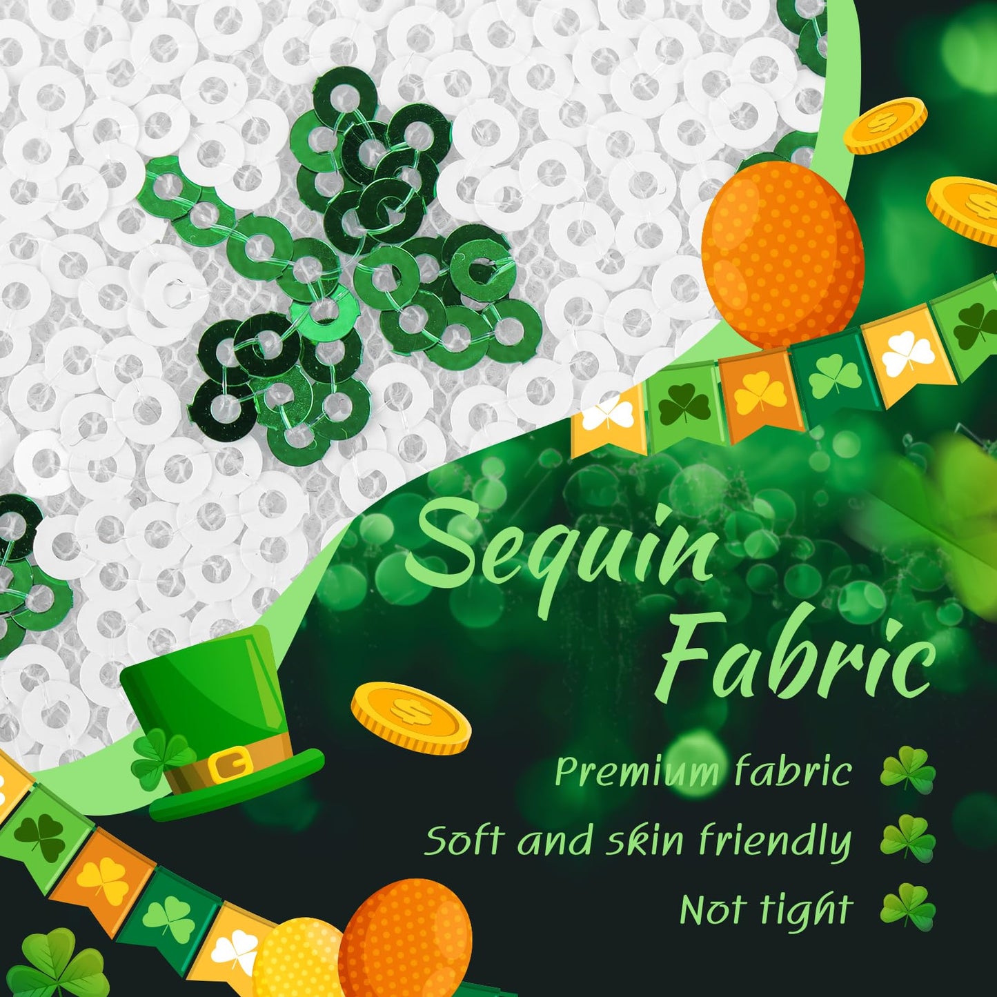 Lanmerry St Patricks Day Bow Baby Girl Hair Bows Clover Headbands Sequins Large Bows Green Hair Accessories Shamrock Headbands F