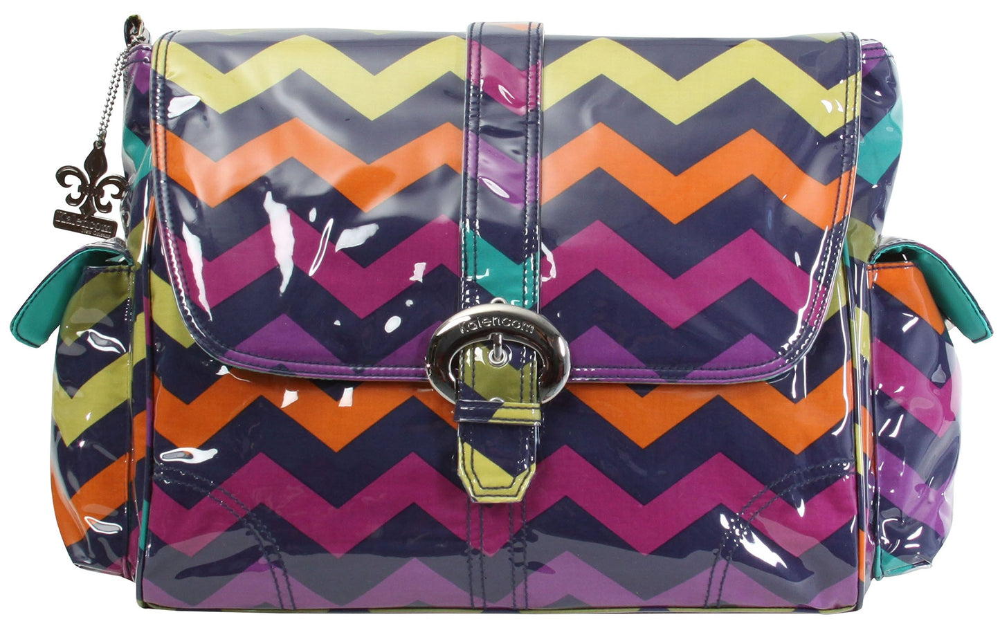 Kalencom Laminated Buckle Bag, Rainbow Zig Zag