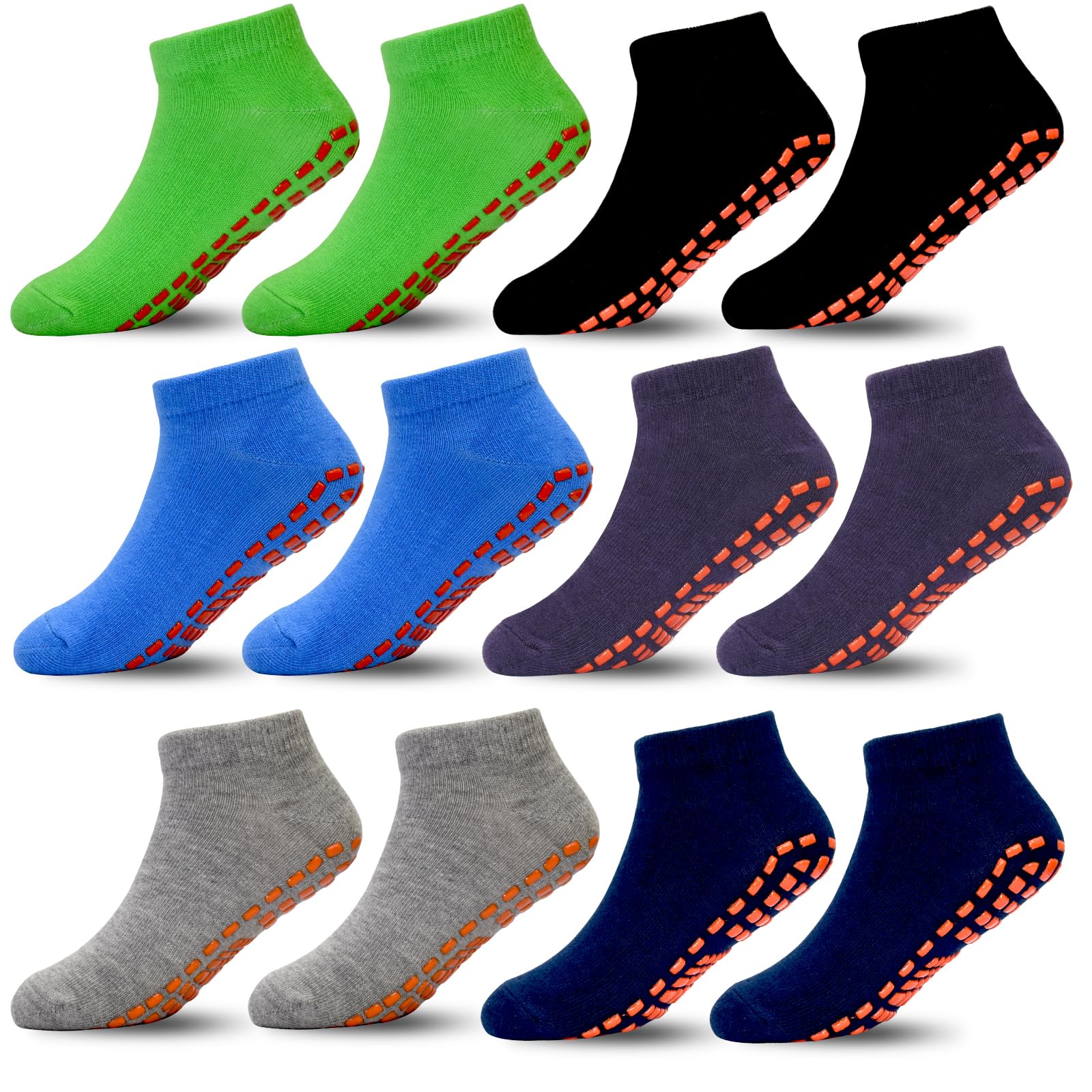 Hycles Boys Girls Non-Slip Toddler Socks Grip Ankle Sticky Socks Anti-Skid Socks For Kids 6 Pairs For 6-9 Years Kids