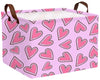 BOOHIT Valentines Day Basket for Kids Heart Shaped Empty Storage Bins for Gifts with Handles Room Decor (Pink Bottom Dotted Line