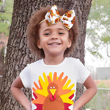 Yanjie Thanksgiving Baby Headbands Turkey Printed Hair Bows For Girls Baby Hairbands Toddler Accessories Gift For Girls Infants