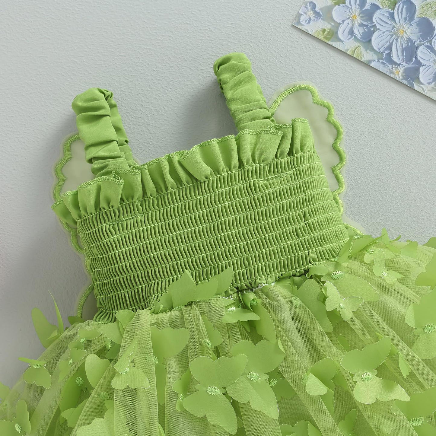 Toddler Baby Girl Tutu Dress, Butterfly Fairy Dress Layered Princess Dresses For Birthday Photo Shoot Outfit (Green Butterfly, 1