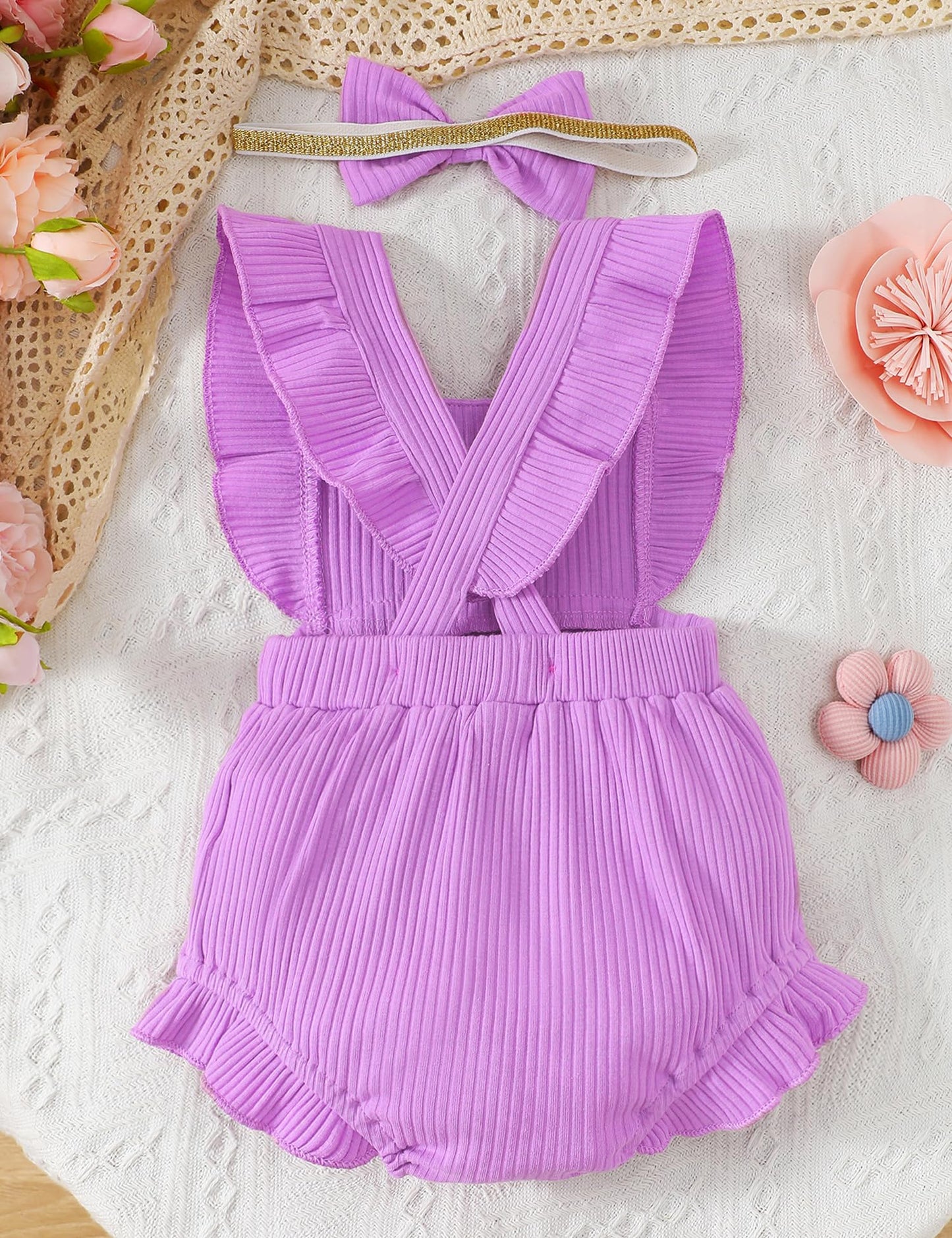 Fullfamous Infant Baby Girl Clothes Outfits Romper Spring Summer Clothing Onesie Bodysuit Jumpsuit Ropa De Bebe Nia Purple 3-6 M