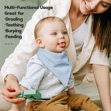 Susurration Muslin Baby Drool Bibs 6Pack Soft Triangular Adjustable Baby Bandana Bibs For Unisex Girls & Boys (Multicolored)