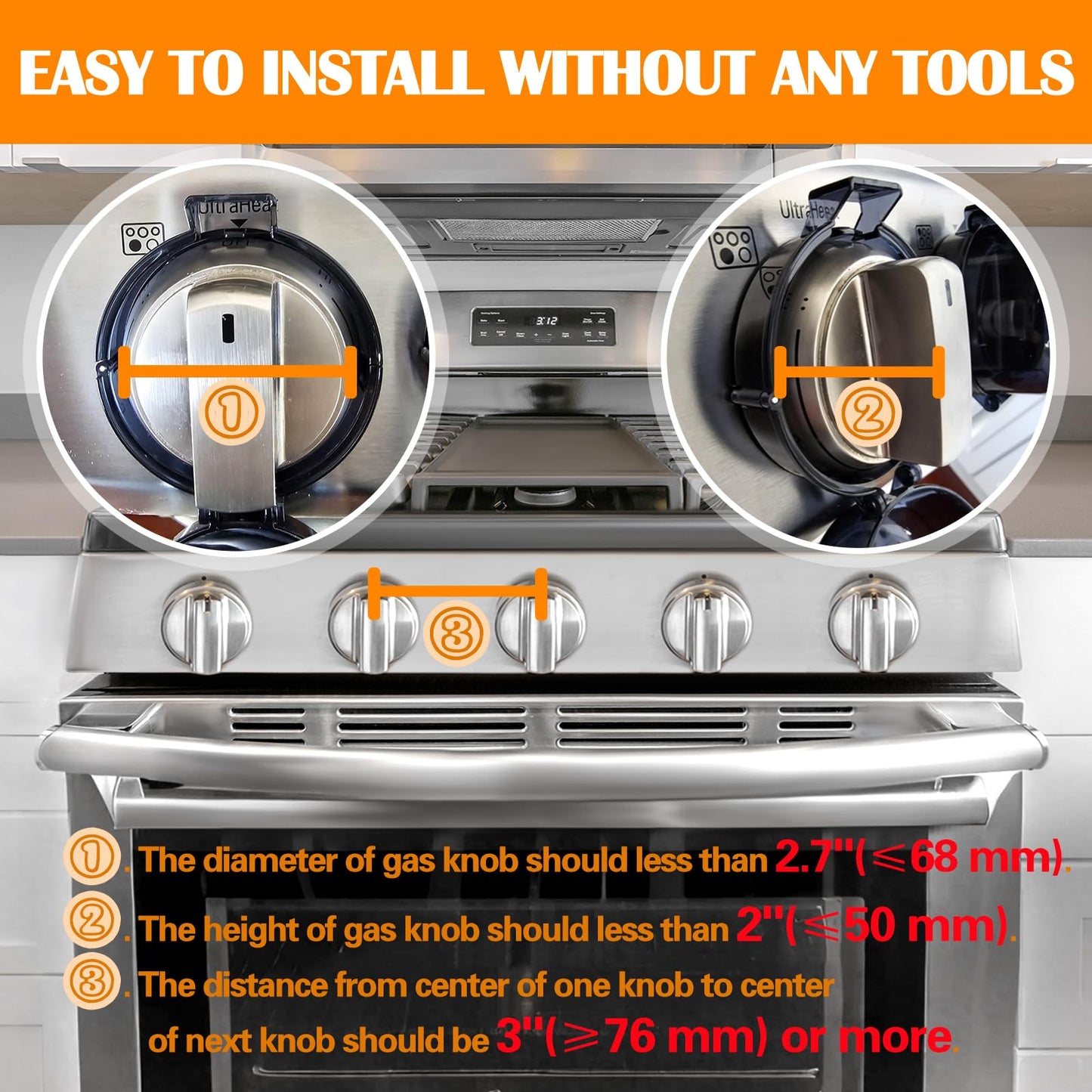 Ytdsup Stove Knob Covers For Child Safety (6 Pack), Stove Knob Safety Covers, Childproof Oven Lock Knob Covers With Adhesive, Pr