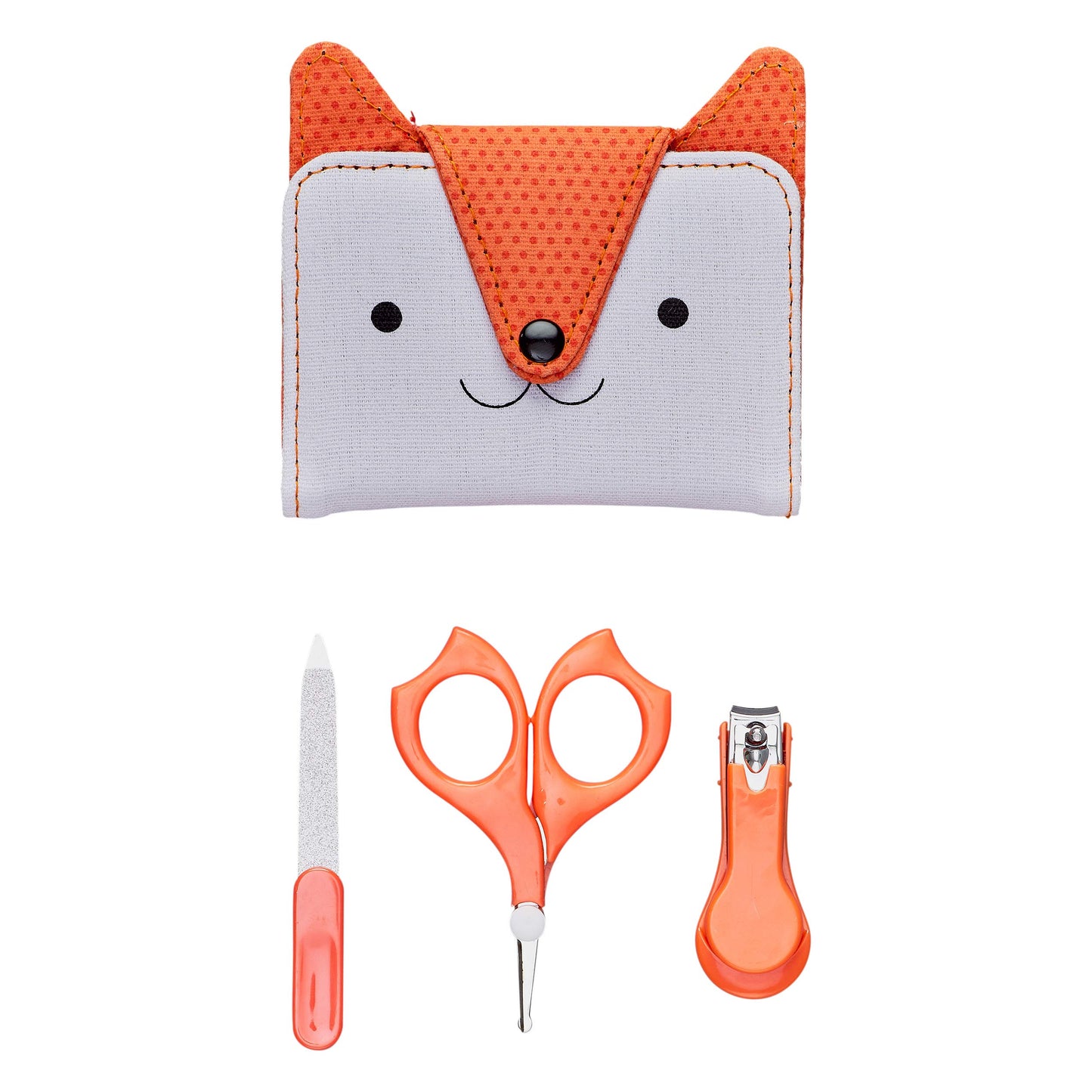 Petit Collage Baby Nail Kit - Includes Baby Nail Clippers, Scissors, And Nail File - Includes A Fox-Shaped Pouch Measures 7    X