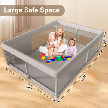 Hiaksedt Large Baby Playpen 65X50 Inch, Playpen For Babies And Toddlers, Sturdy Safety Play Yard For Indoor & Outdoor With Zippe