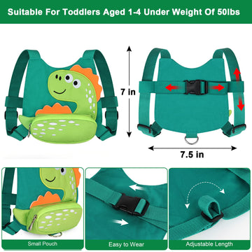Toddler Harness Leash With Anti Lost Wrist Link, Accmor Cute Dinosaur Kids Harness Children Leash, Adorable Anti Lost Leash Walk