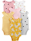 Simple Joys By Carter'S Baby Girls' Sleeveless Bodysuit, Pack Of 6, Multicolor/Dots/Floral/Stripe, 6-9 Months