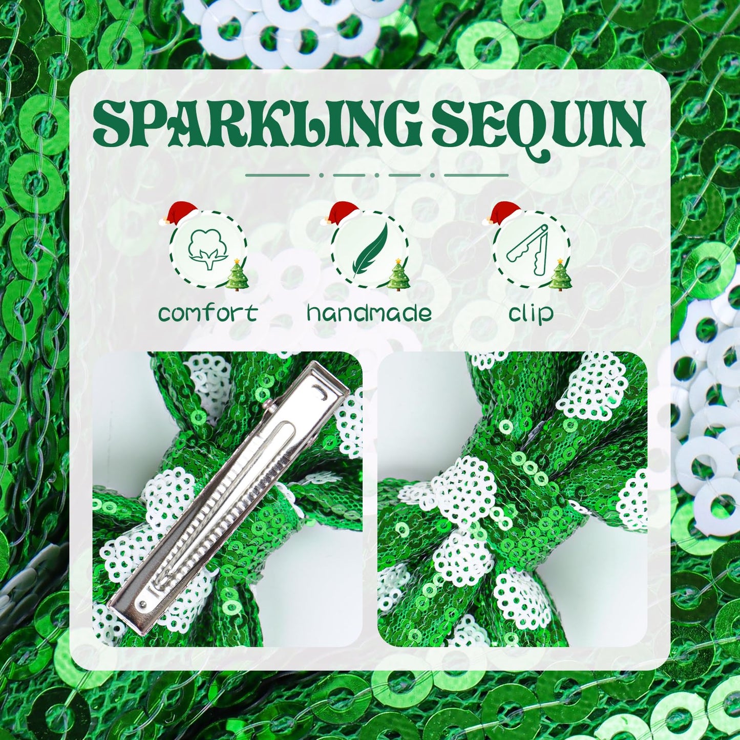 Lanmerry Hair Clip - St. Patrick'S Day Sequins Bow, Green Dot, Alligator, For Girls Costume Hair Accessories, 1 Count