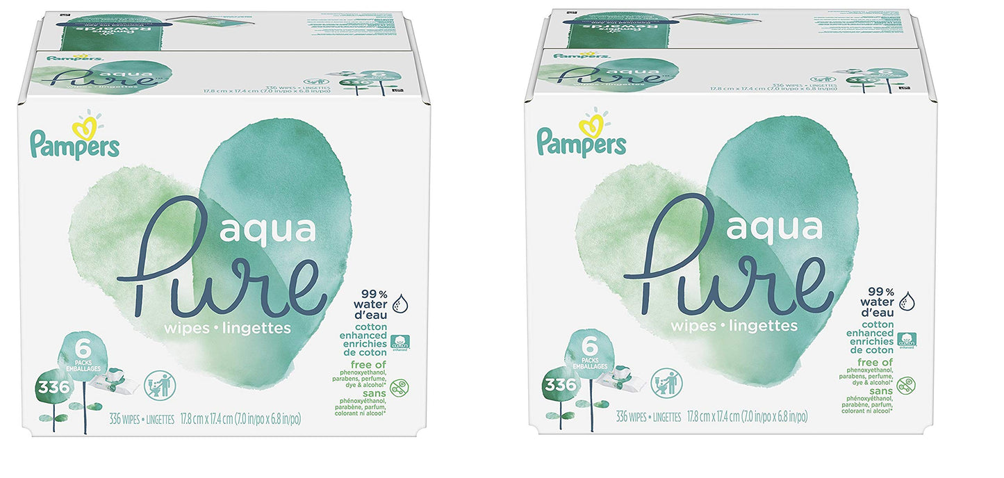 Pampers Aqua Pure 6X Pop-Top Sensitive Water Baby Wipes, 672 Count