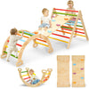 Cozibb Pikler Triangle Set, 5 In 1 Large Wooden Montessori Climbing Toys (Rainbow, Large: 3-6+ Years)