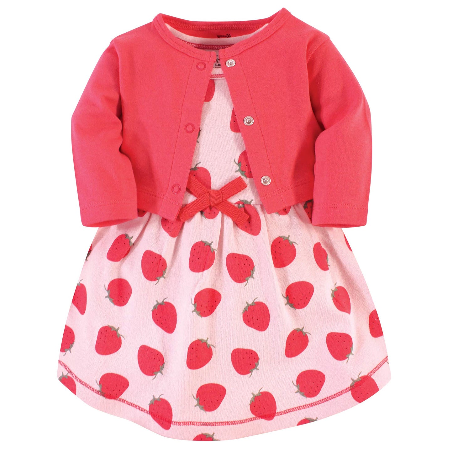 Touched By Nature Baby Girls' Organic Cotton Dress And Cardigan, Strawberries, 18-24 Months