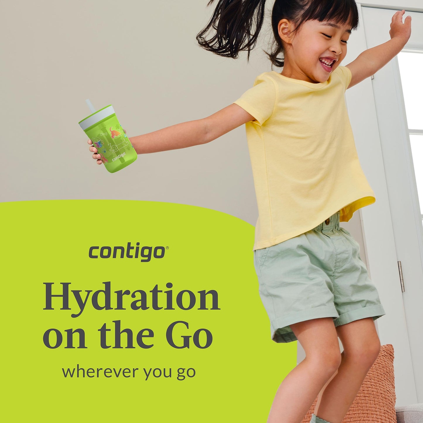 Contigo Kids Leighton Straw Tumbler With Spill-Proof Lid, 14 Oz., 2-Pack