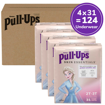 Pull-Ups Girls' Skin Essentials Potty Training Pants, Training Underwear, 2T-3T (16-34 Lbs), 124 Ct (4 Packs Of 31)