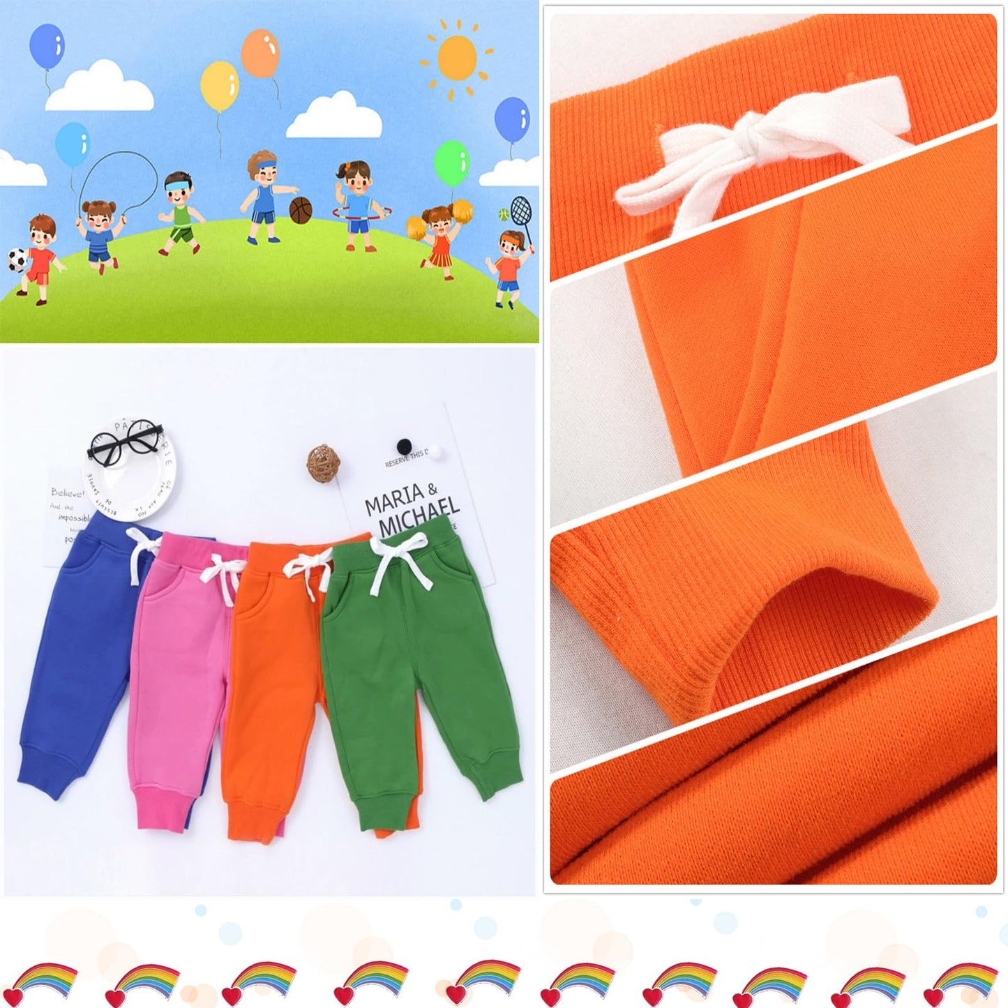 CuteOn Unisex Toddler Jogger Pants Kids Cotton Elastic Waist Winter Baby Sweatpants Pants 3Years Orange