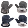 Toddler Infant Winter Mittens Lined With Fleece Easy-On Baby Boy Girls Warm Gloves Outdoor (B-Grey&Navy, L (2-4 Years))