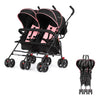 Dream On Me Volgo Twin Umbrella Stroller In Pink, Lightweight Double Stroller For Infant & Toddler, Compact Easy Fold, Large Sto